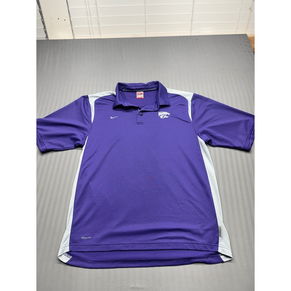Nike Team Kansas State Wildcats Mens Purple Nike FIT Polo Shirt Medium K-State
